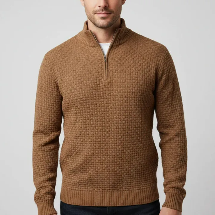 Textured Half-Zip Knit Sweater