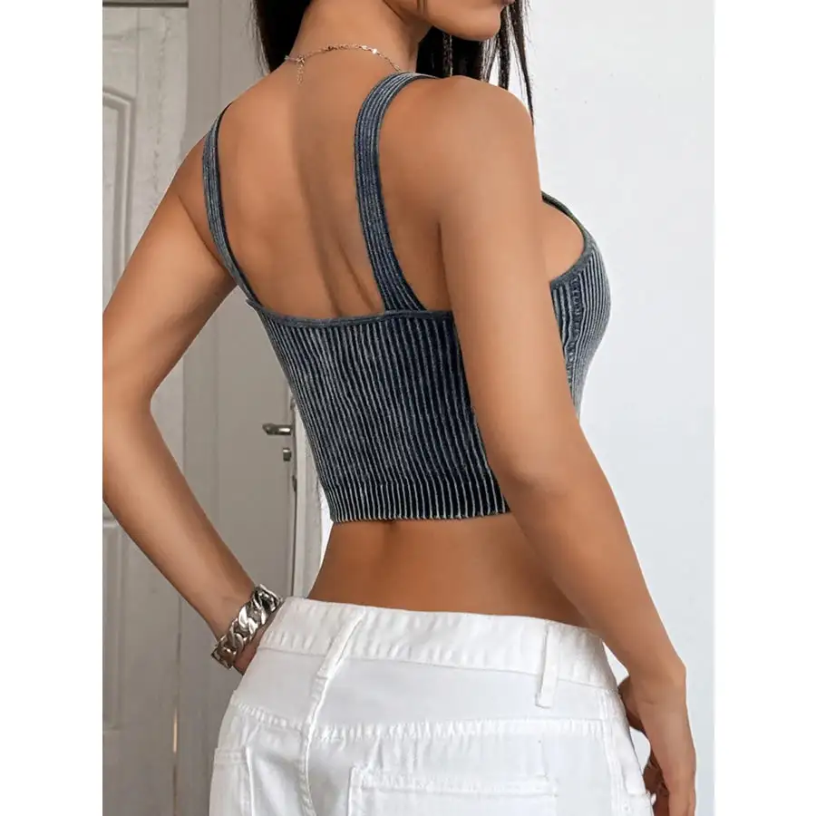 Ribbed Scoop Neck Crop Tank Top