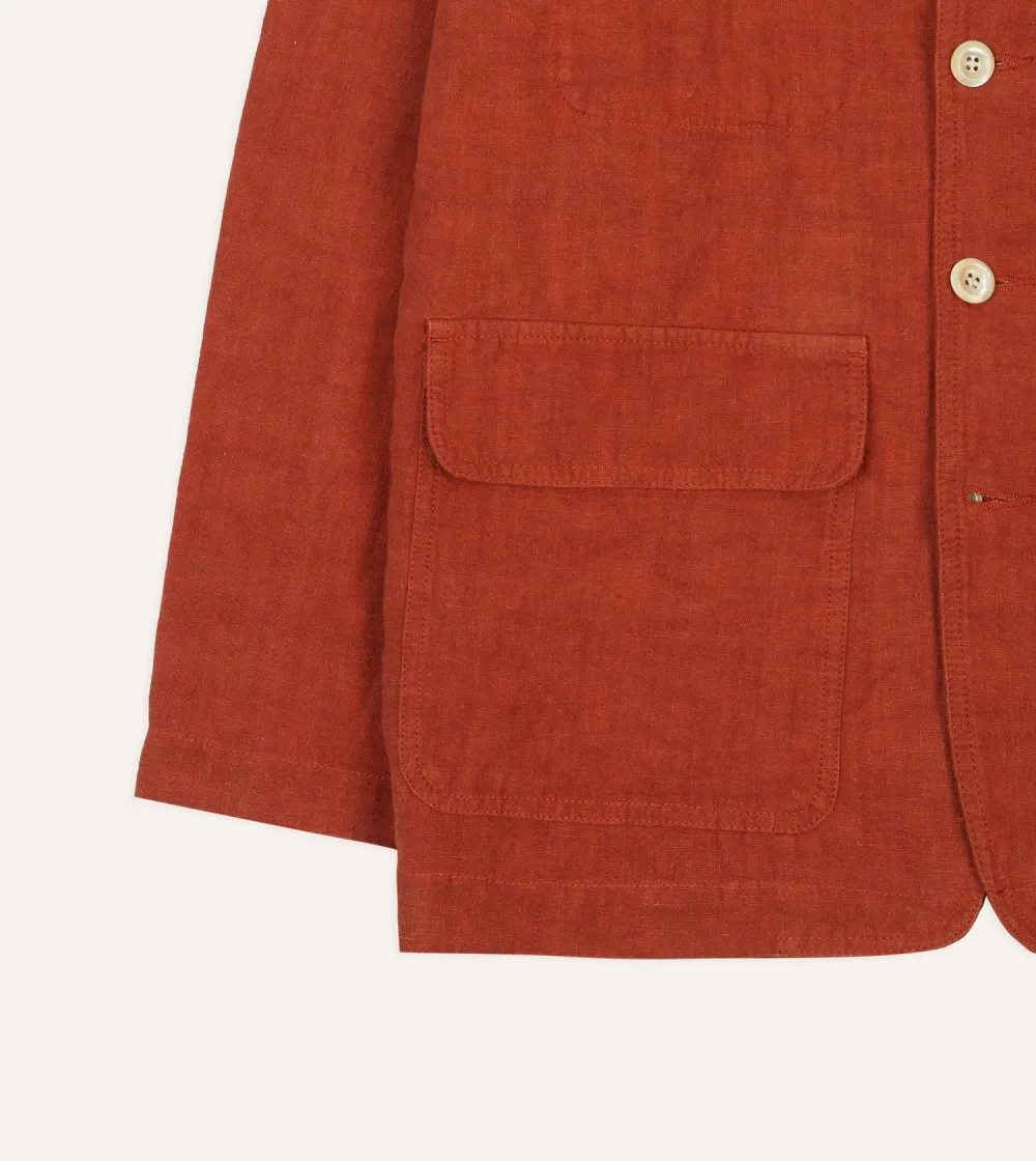 Rust Colored Button Front Cargo Jacket