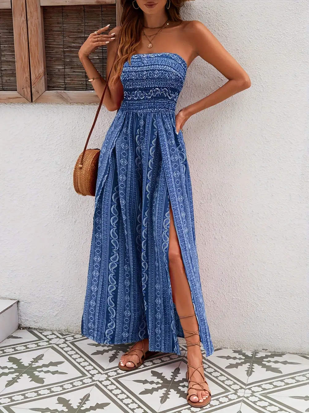 Diane Boho Strapless Jumpsuit