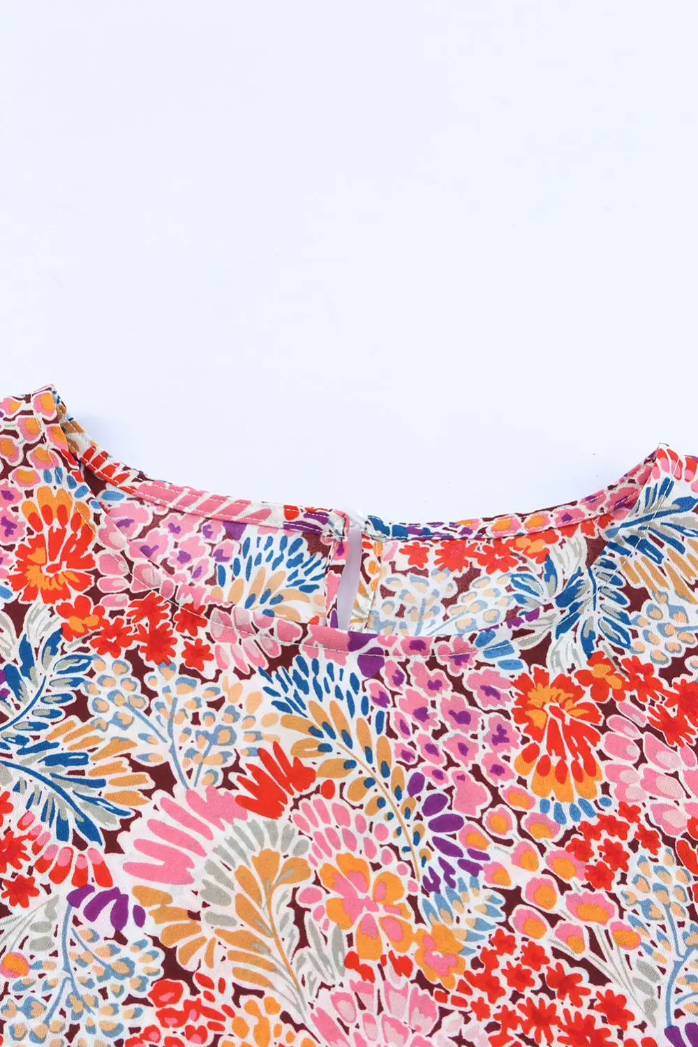 Layered Soft Floral V-Neck Blouse