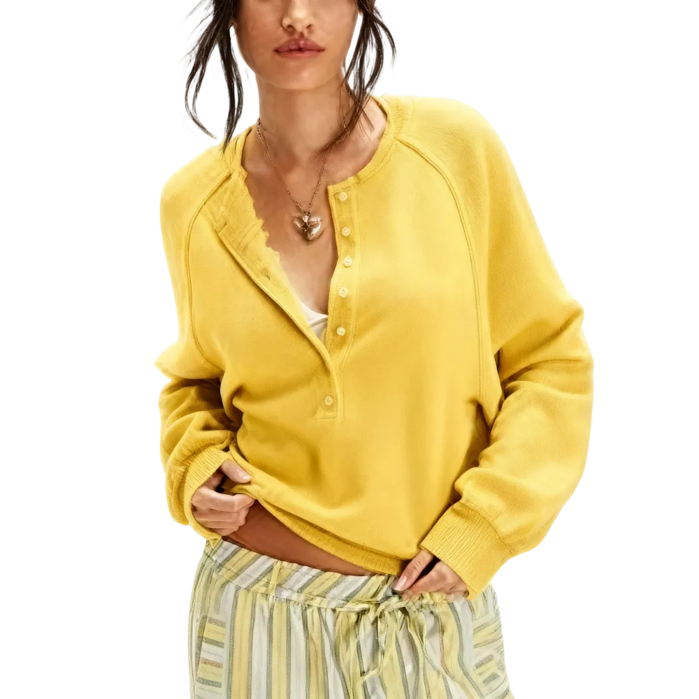 Women's Henley Neck Half-Button Knitting Sweater