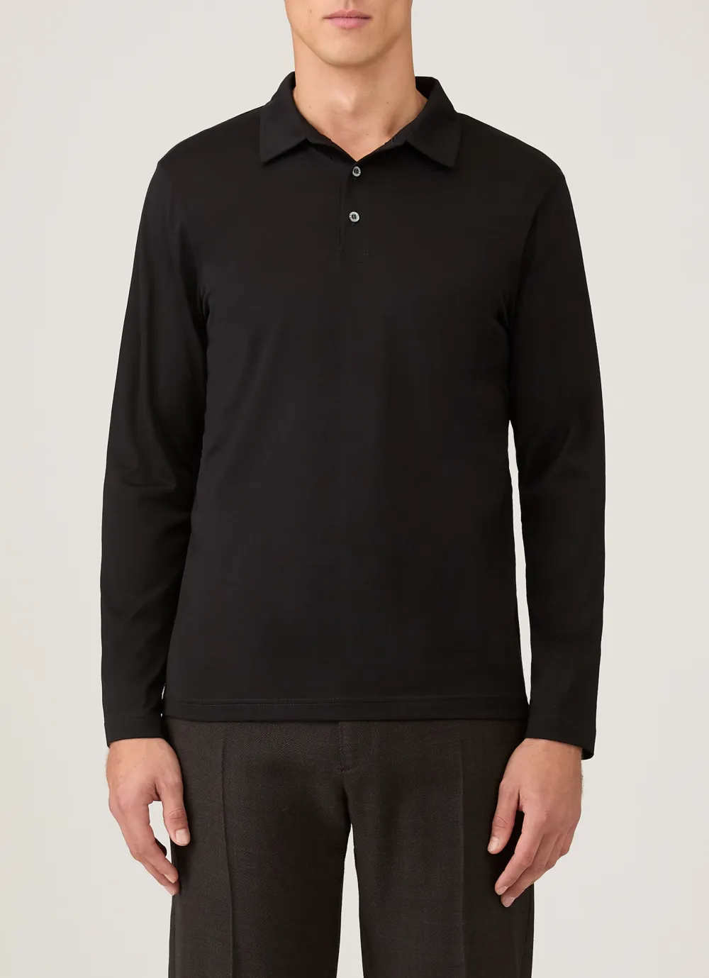 Polished Everyday Regular Fit Cotton Jersey Long Sleeve Polo Shirt