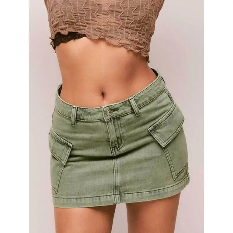 Mini Cargo Denim Skirt with Pockets