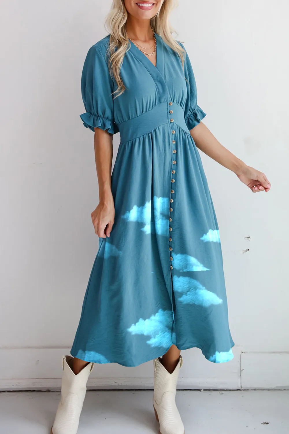 Exceptionally Graceful Teal Midi Dress