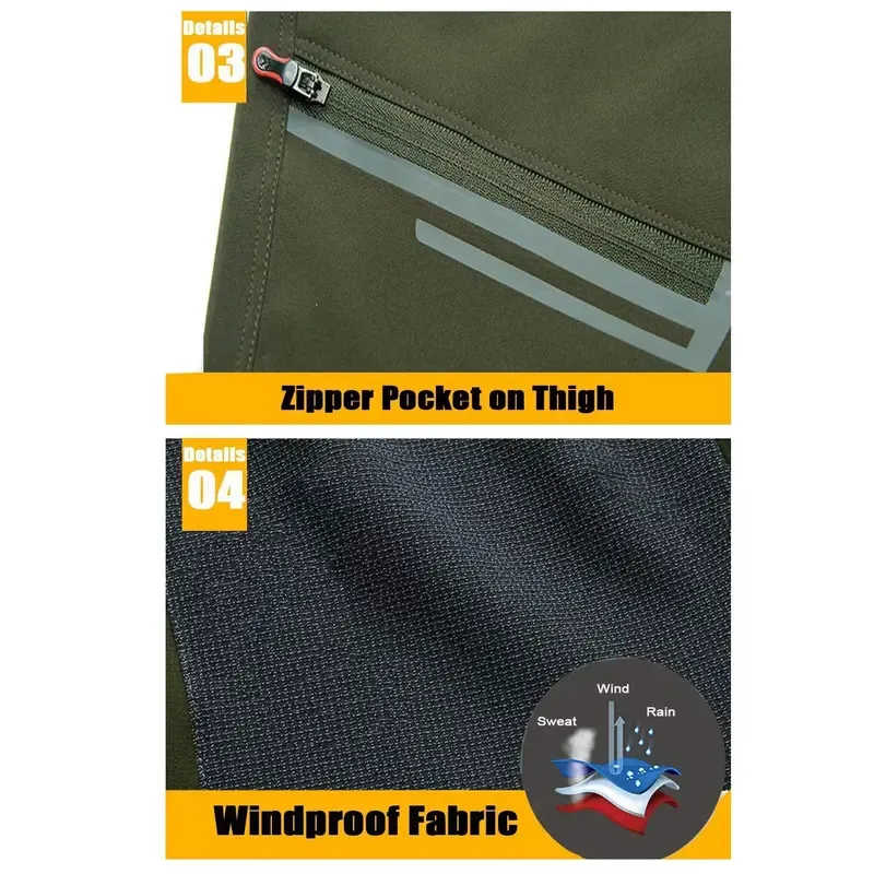Men's Winter Pants Fleece Lined Ski Snow Pants Water Resistant 4 Zip Pockets Outdoor Work Pants FallFreshness Outdoorfun