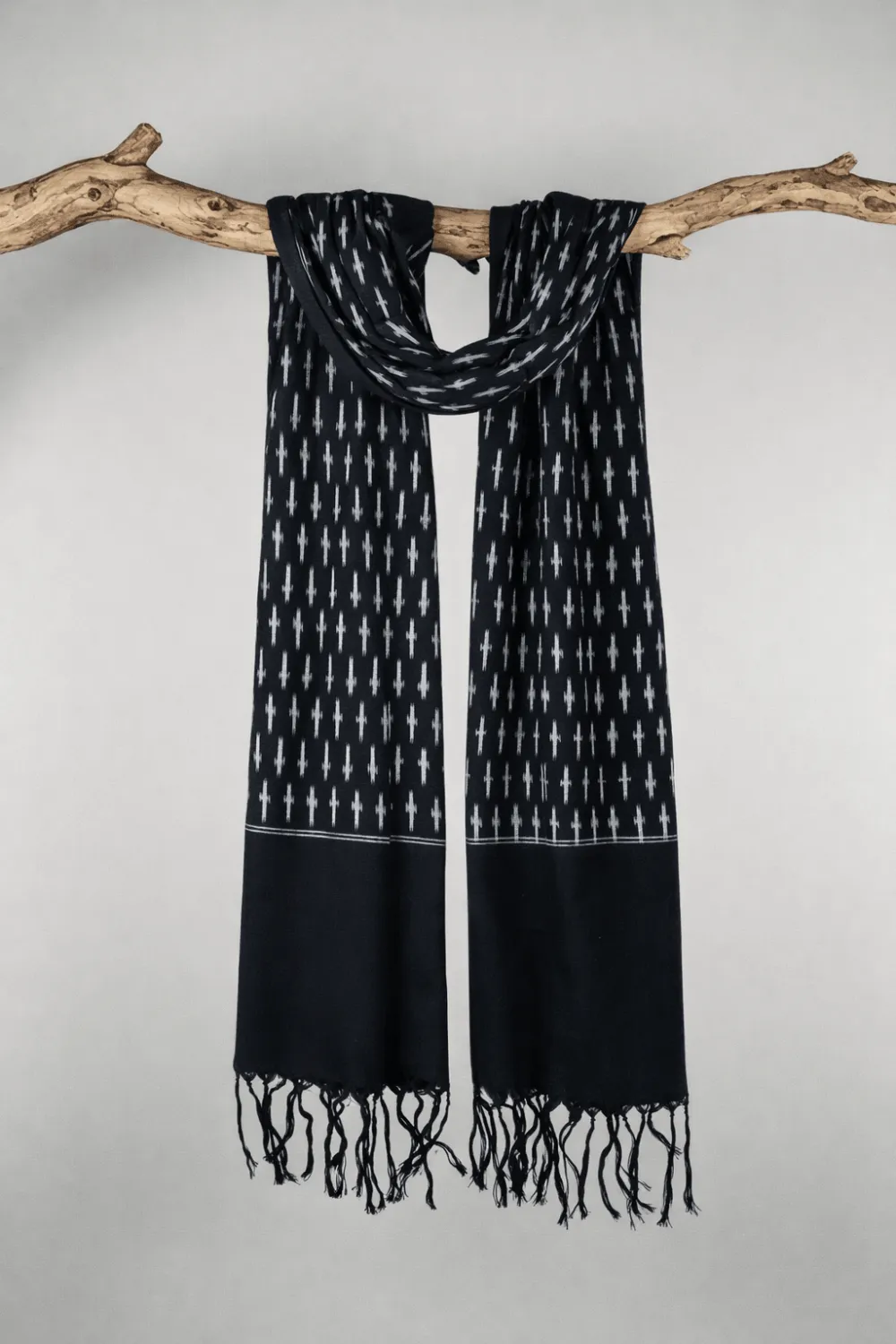 Classic Black Ikat Scarf