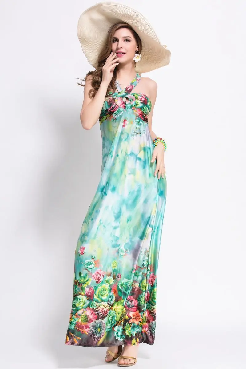 Sexy Printed Sleeveless Bohemia Beach Maxi Dress