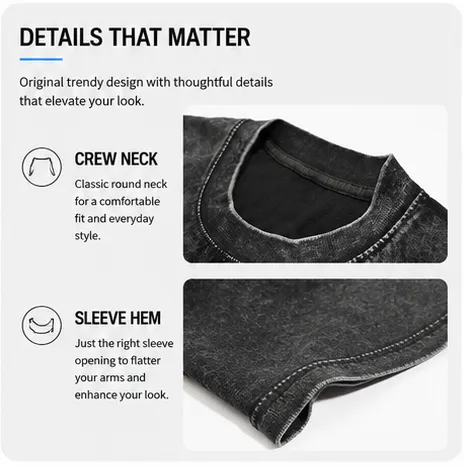 Men's Acid Washed Crew Neck T-Shirt