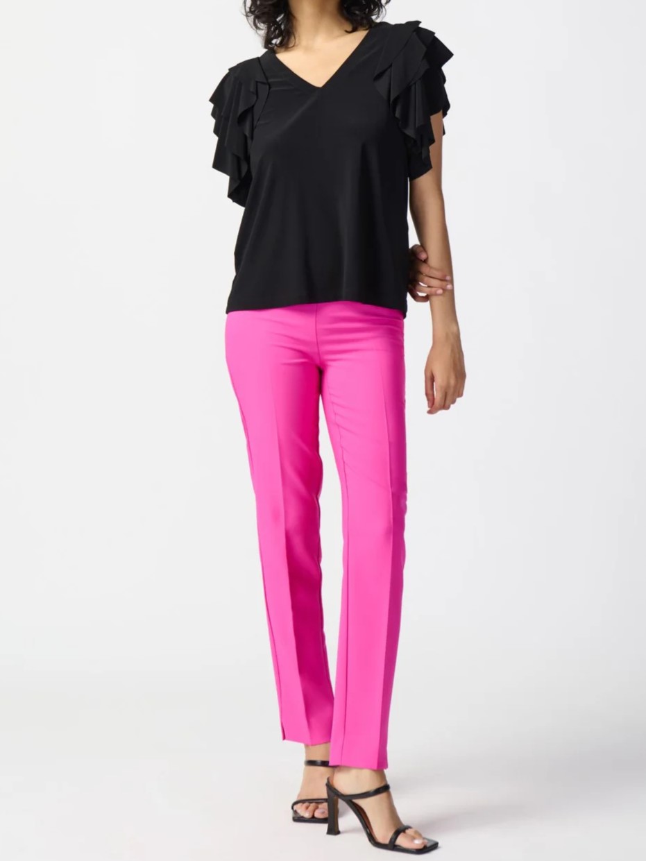 Black Asymmetric Ruffled Blouse