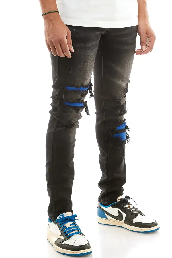 Men's Everyday Skinny Distressed Patchwork Jeans