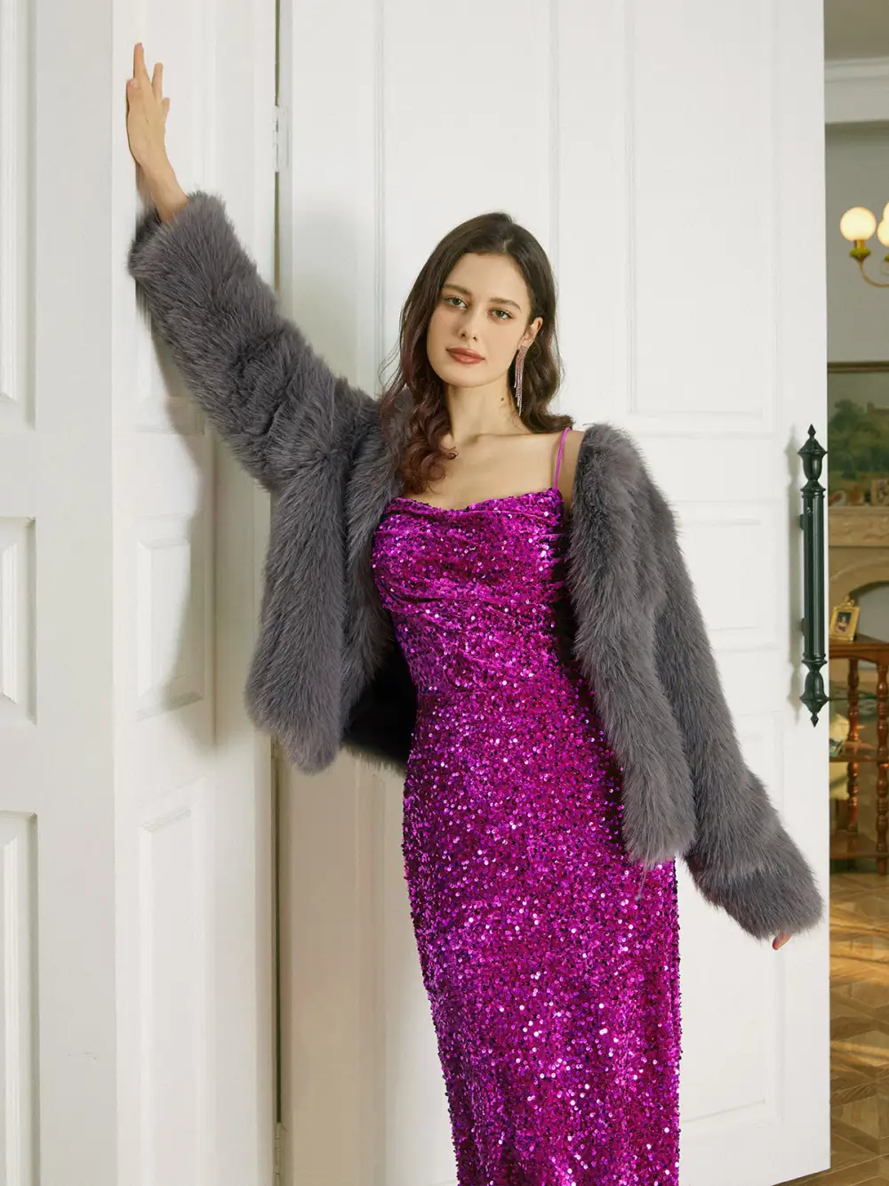 Solid Faux Fur Coat