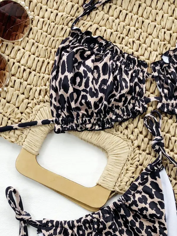 Halter Neck Bikini Leopard Swim Set