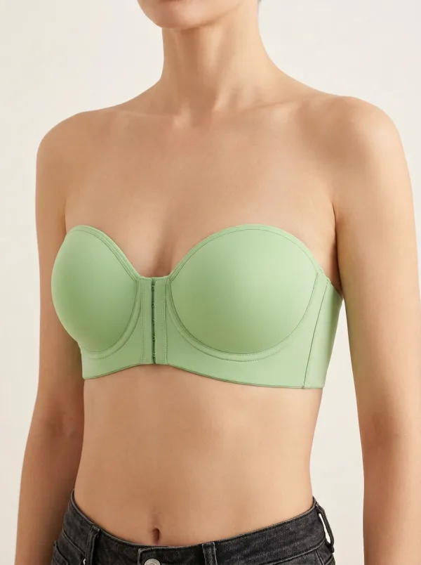 Women's Underbust-Seam Structured-Cup Front-Closure Strapless Bra