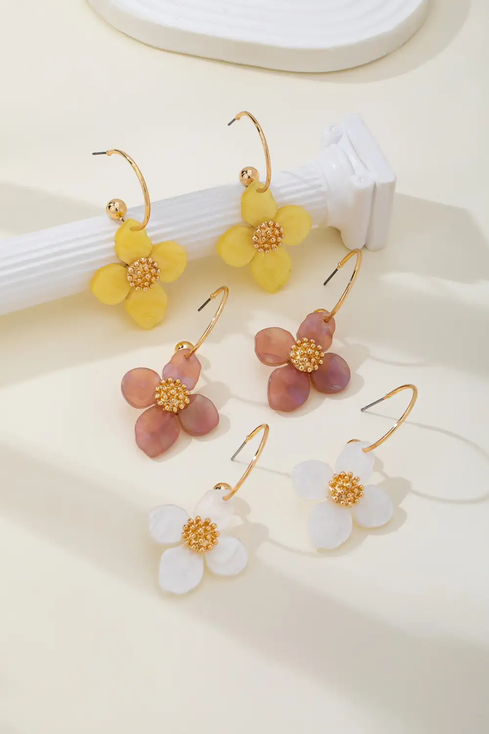 Acrylic Floral Dangle Hoop arrings