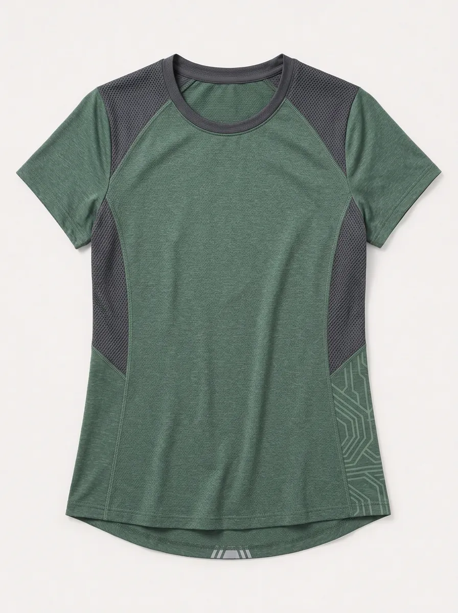 Women's Motion Fitness Activewear Geometric Pattern Printed T-shirt