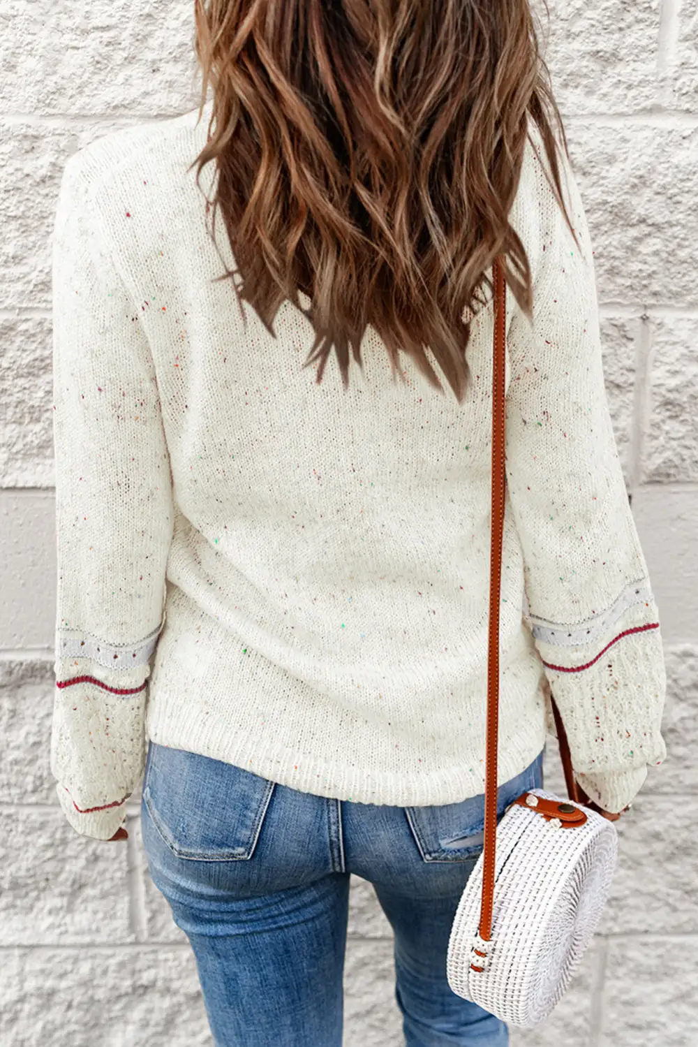 Pilling Detail Patterned Sleeve Sweater