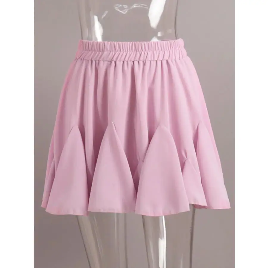 Elastic Waist Ruffled Hem Skirt