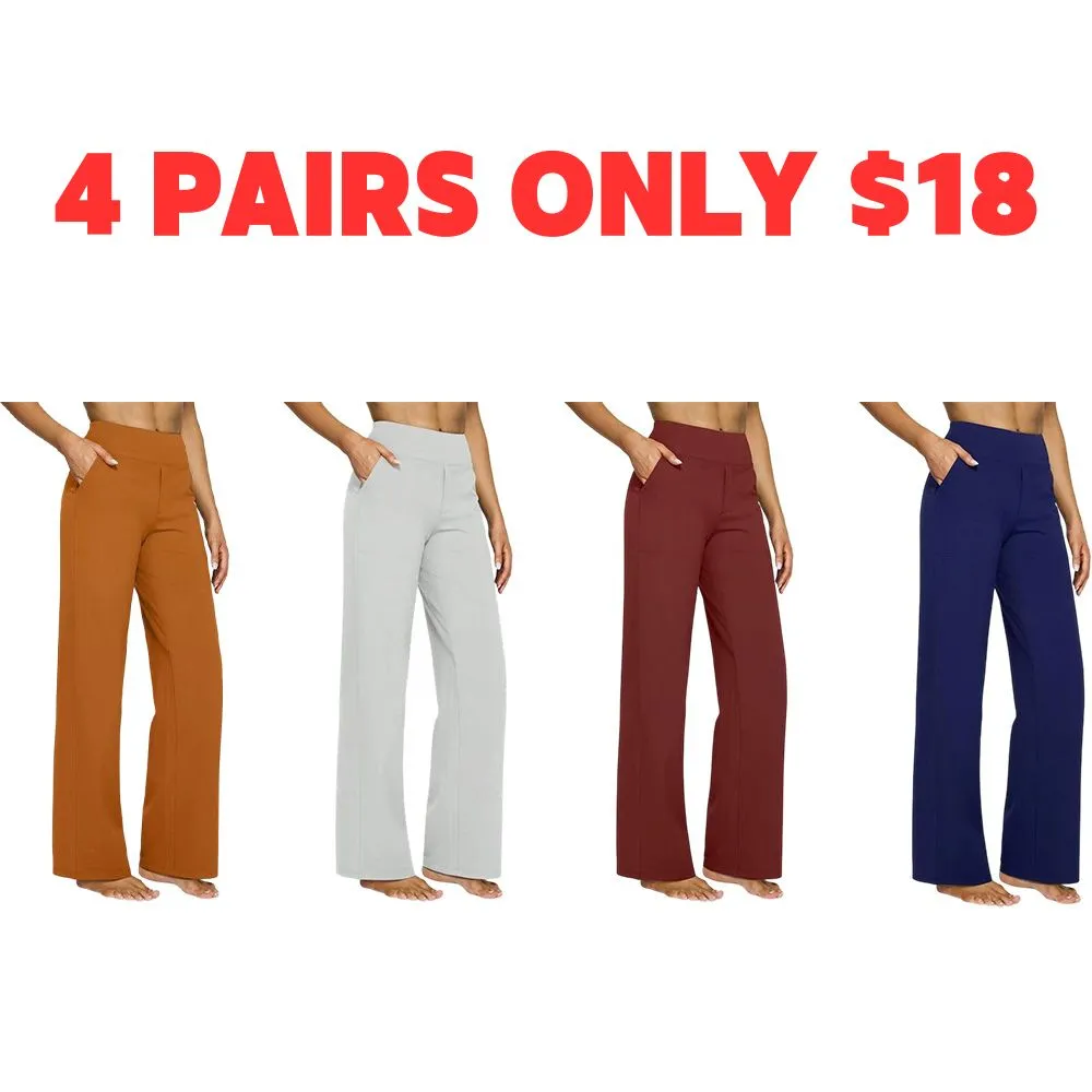Women's  Loose High-Waist Business Casual Pants Yoga Pants Women Wide Leg Pants with Pockets Comfortable Athletic Sweatpants Outdoorfun