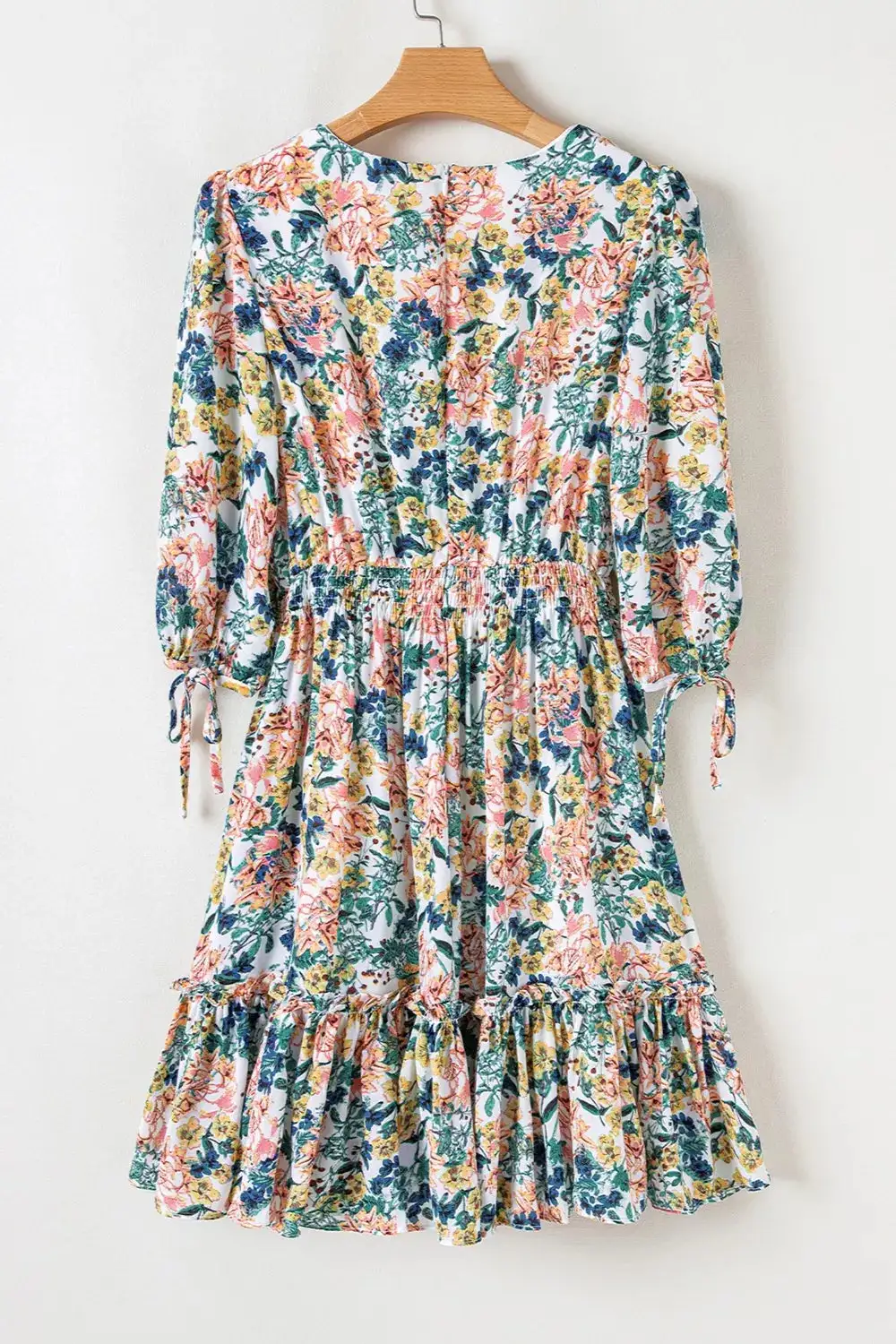 Gathered Detail Floral Printed Ruffle Mini Dress