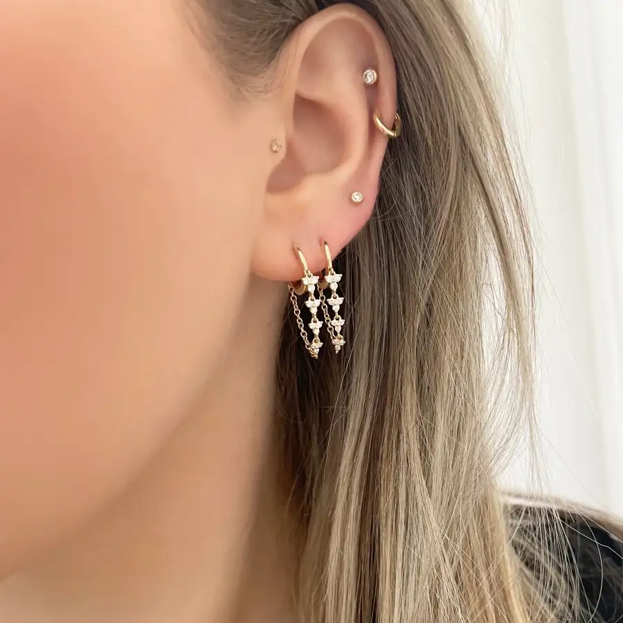 Openwork Layered Gem Detail Earrings