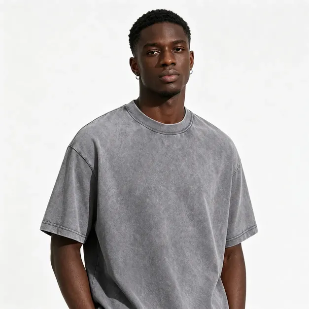 Men's Acid Washed Crew Neck T-Shirt