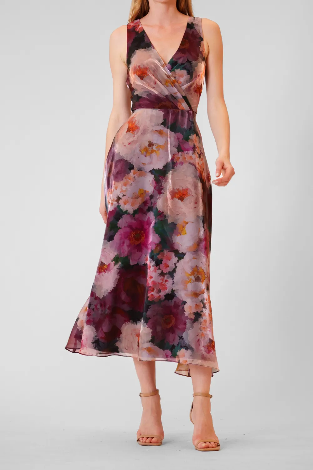 Printed Organza Midi Dress
