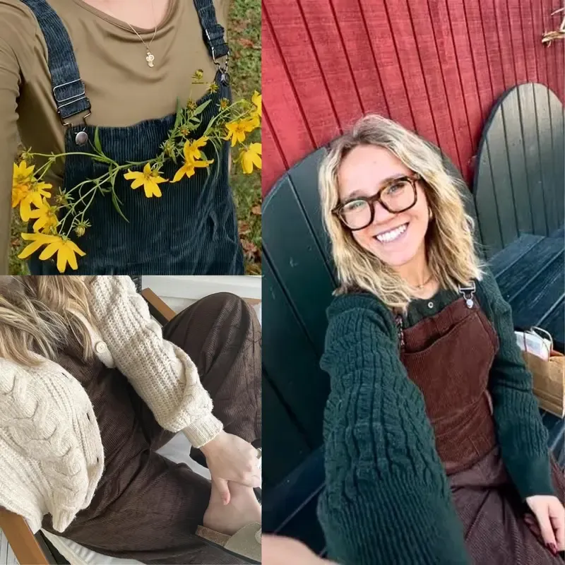 Women Barrel Wide Leg Bib Corduroy Pants