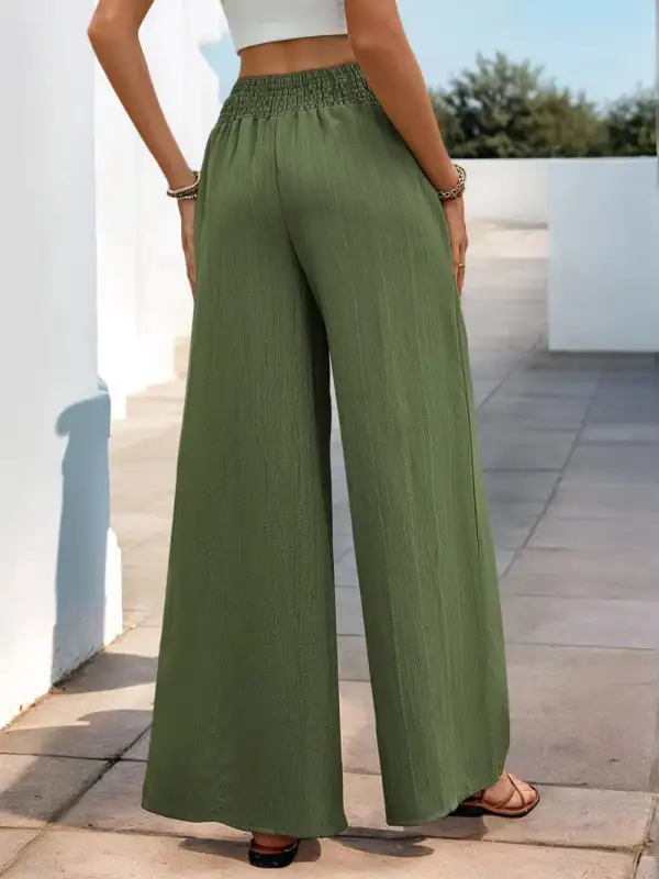 Relaxed Smocked Wide Leg Pants