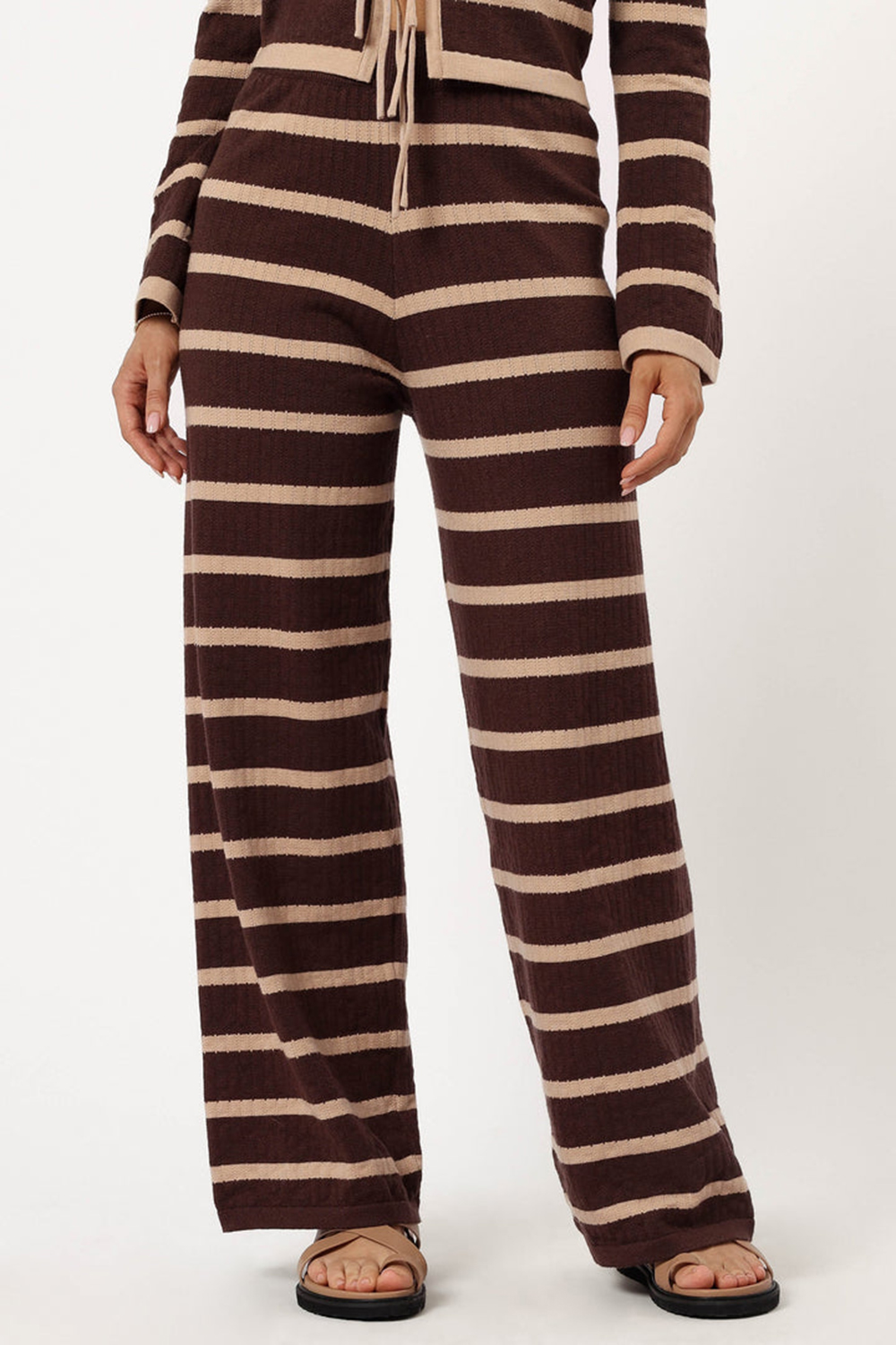 CHOCOLATE BROWN STRIPE KNIT PANT
