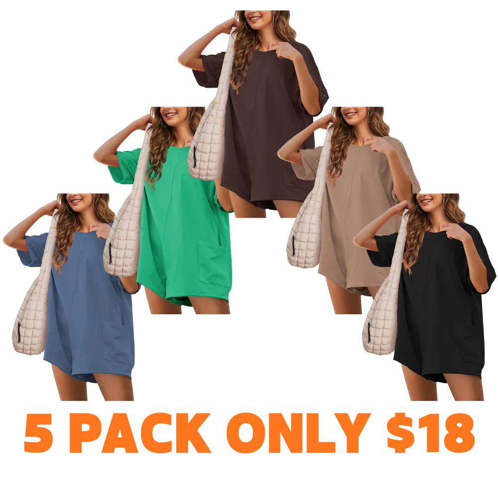 Women’s Oversized Casual Athletic Romper – Summer Short Jumpsuit