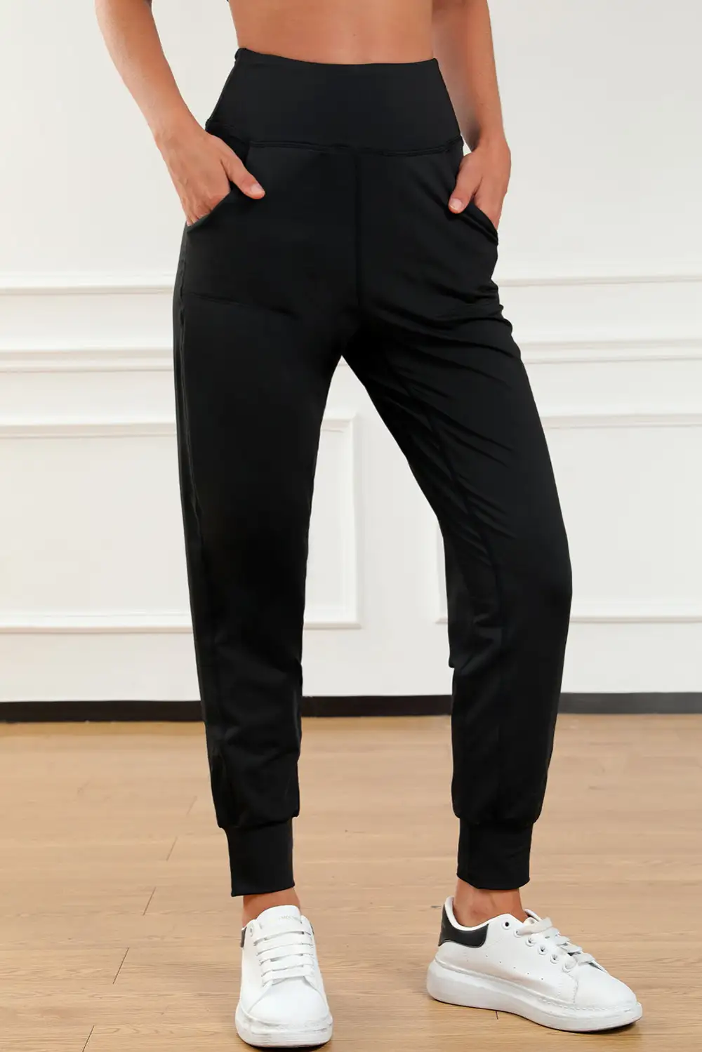 Refined High-Waist Pocketed Jogger Pants