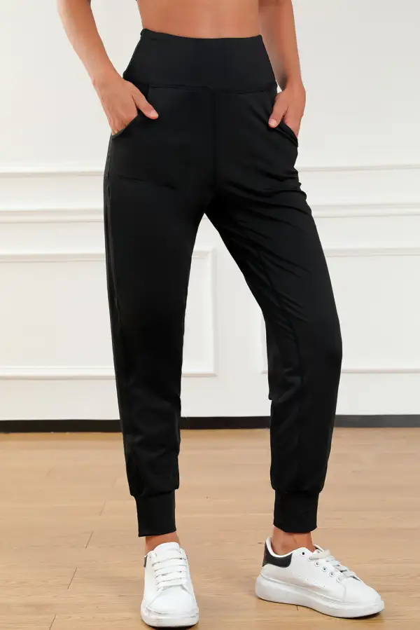 Refined High-Waist Pocketed Jogger Pants