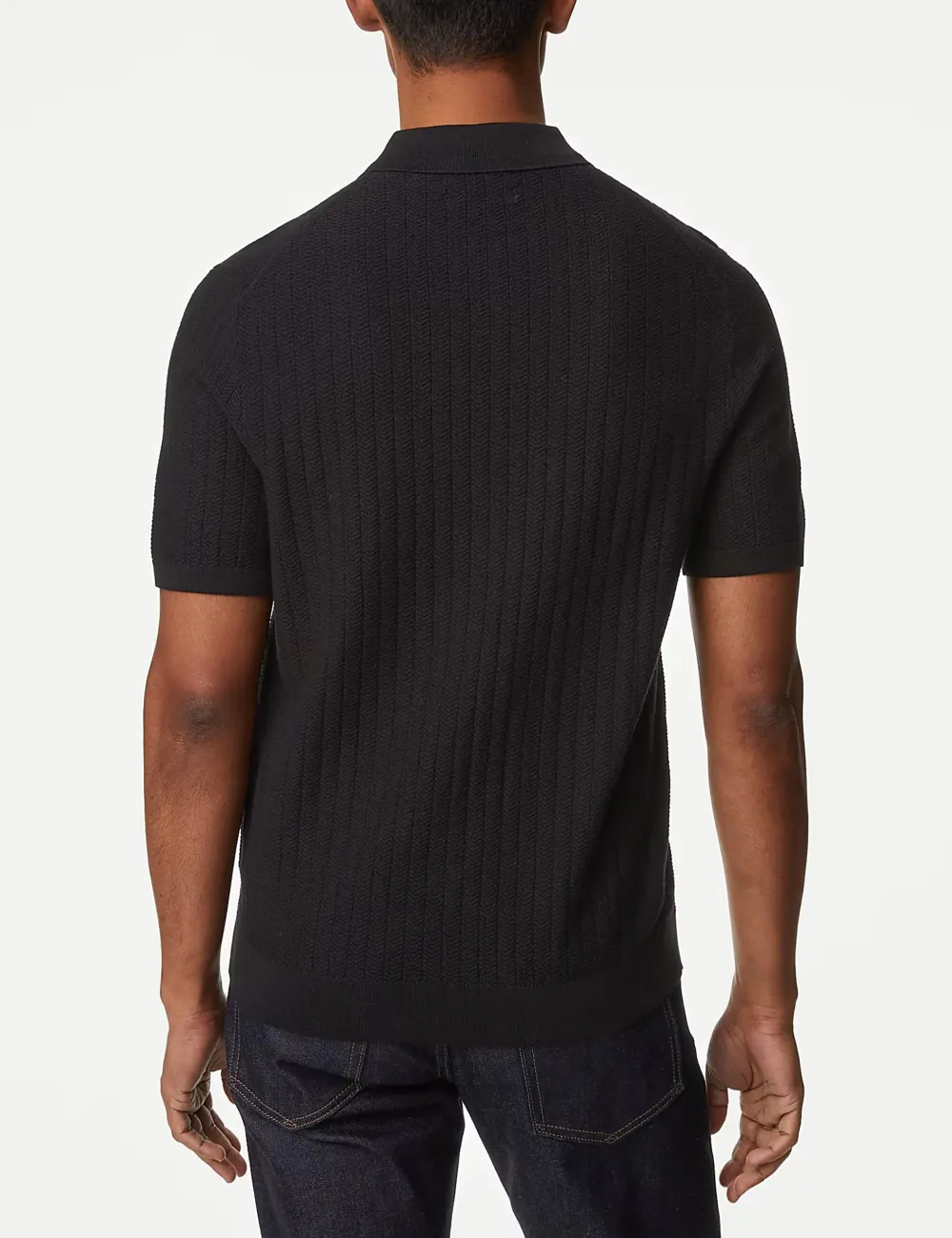 Men's Pink Textured Knit Quarter Zip Polo
