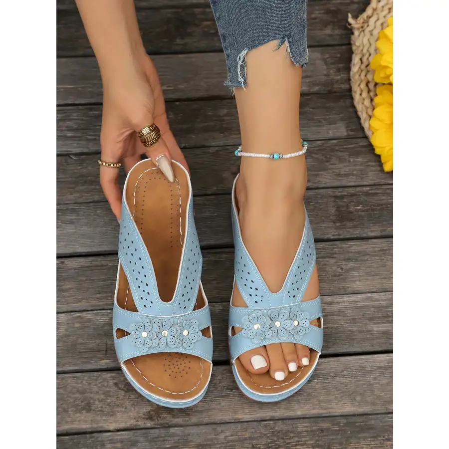 Flower Comfort Wedge Sandals