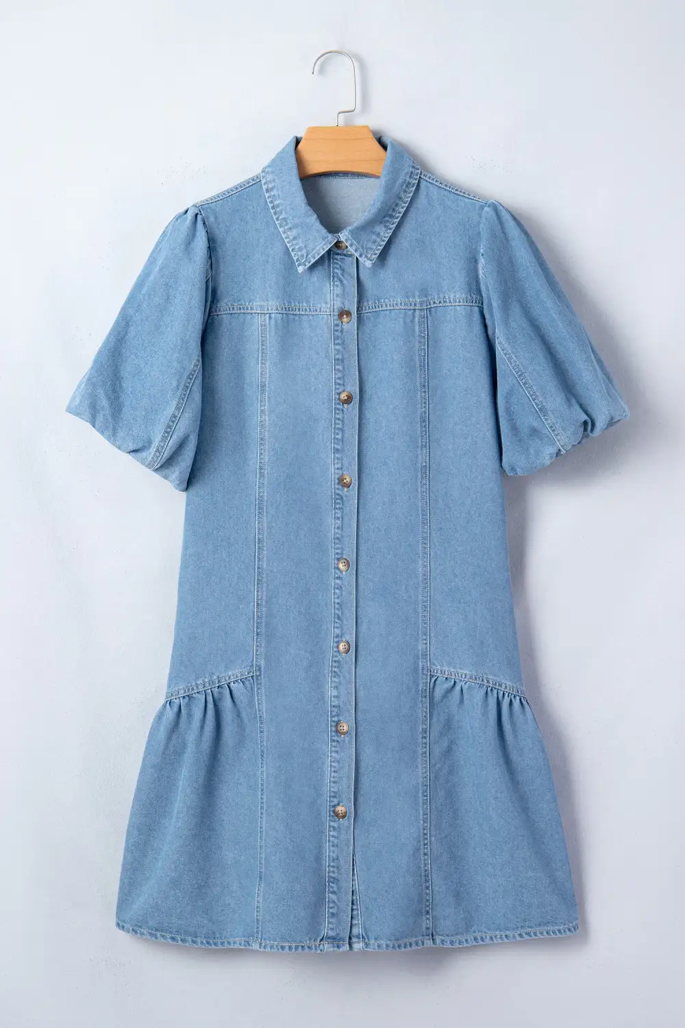 Patchwork Denim Button Front Dress Casual
