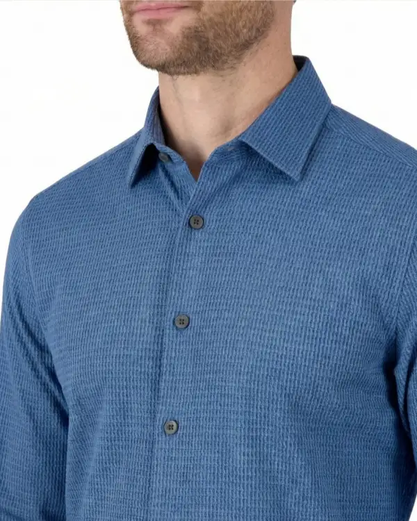 Motif-Print Four-Way-Stretch Men's Sport Shirt