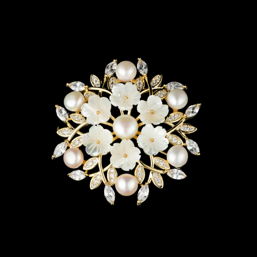 Pearl Floral Branch Brooch