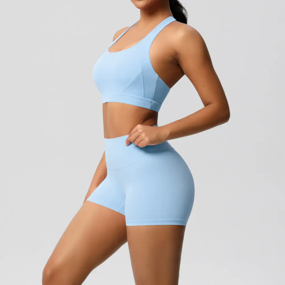 Cross-Back Backless Two-Piece Shorts Active Set
