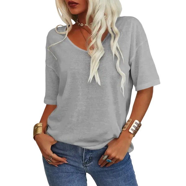 Women's Soft V-Neck Short-Sleeve T-Shirt-🔥8-Pack- Only $24