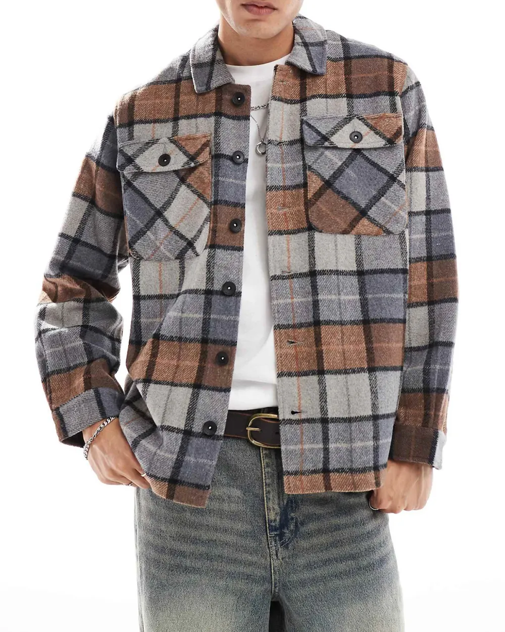 Spread Collar Shirt In Beige