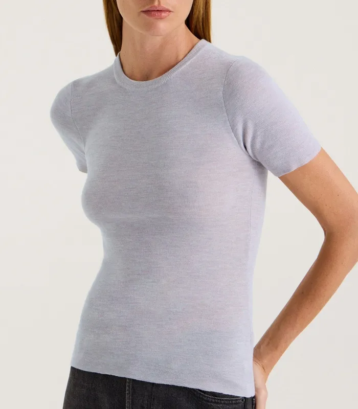 Gray Marle Merino Crew Neck T-Shirt