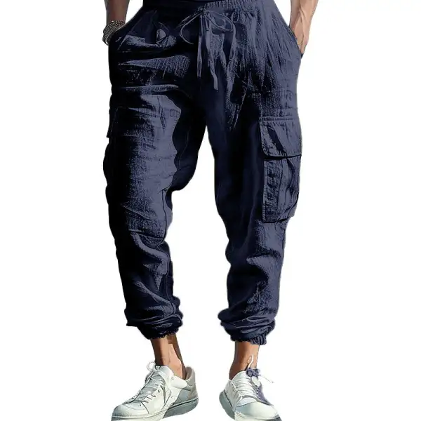 Men's Casual Cargo Waistband Pockets Cargo Pants