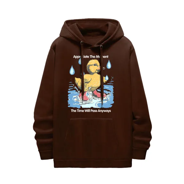 Duck Themed Vintage Style Black Hoodie