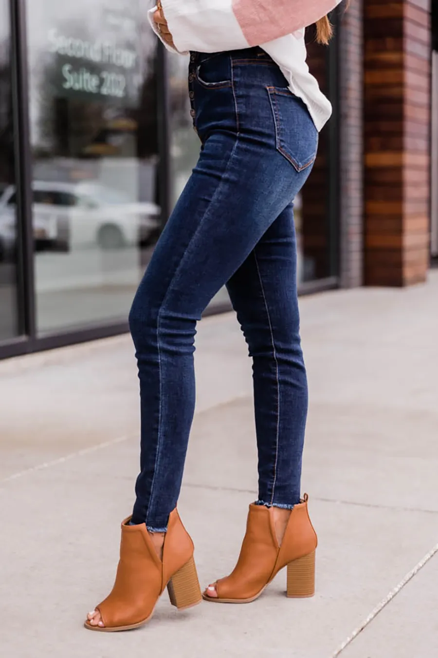 Casual Style Dark Wash Jeans