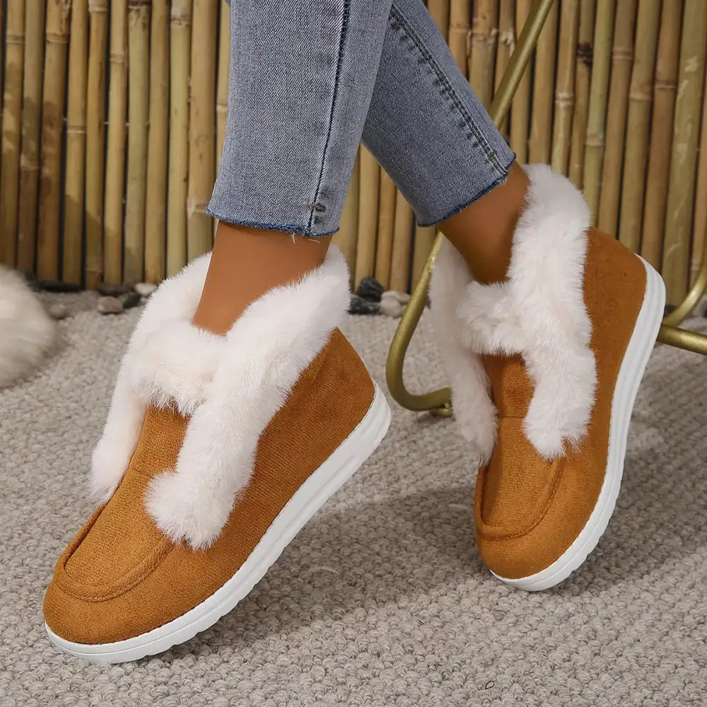 Cozy Fuzzy Trim Ankle Boots