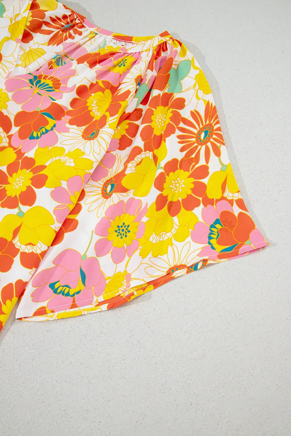 Floral Abstract Print V-Neck Blouse