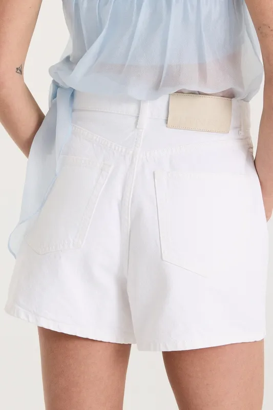 White High-Rise Denim Shorts