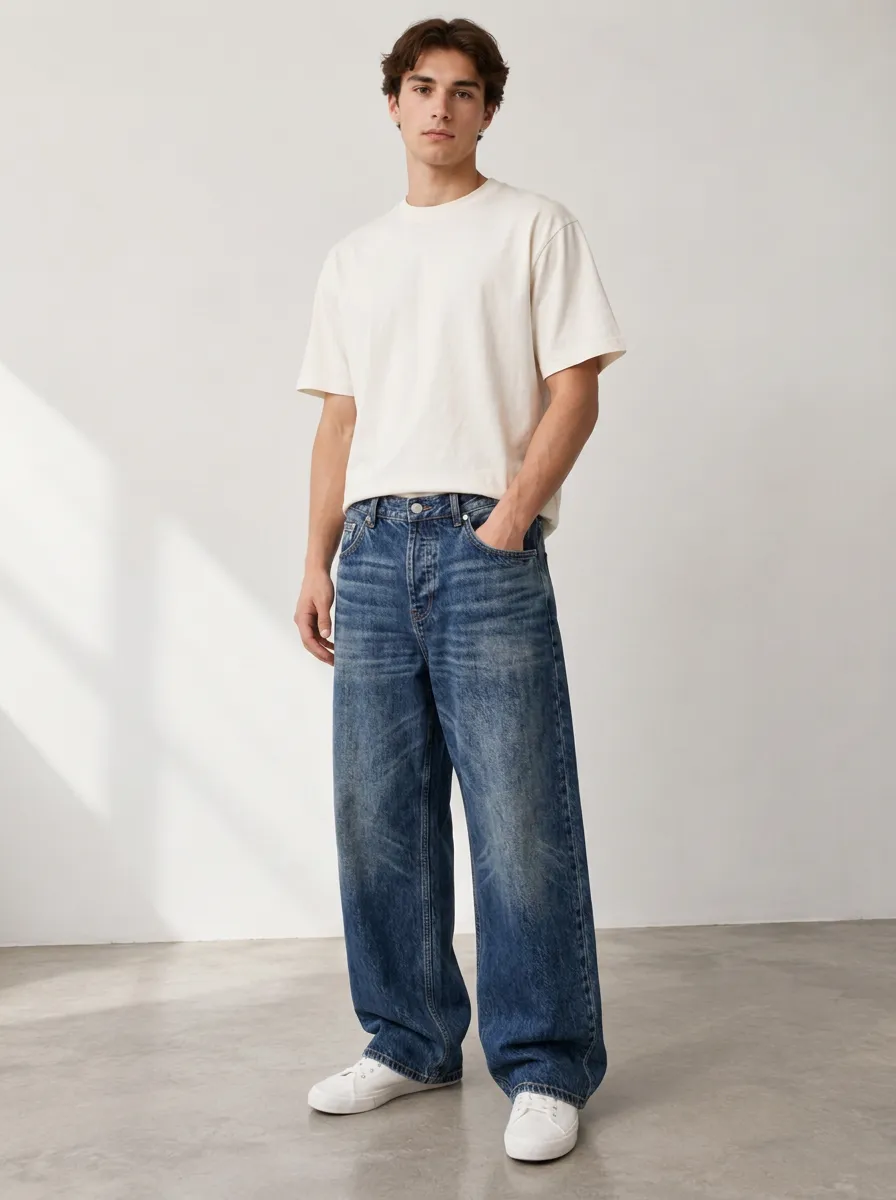 Men's Easy Fit Wide Leg Jeans