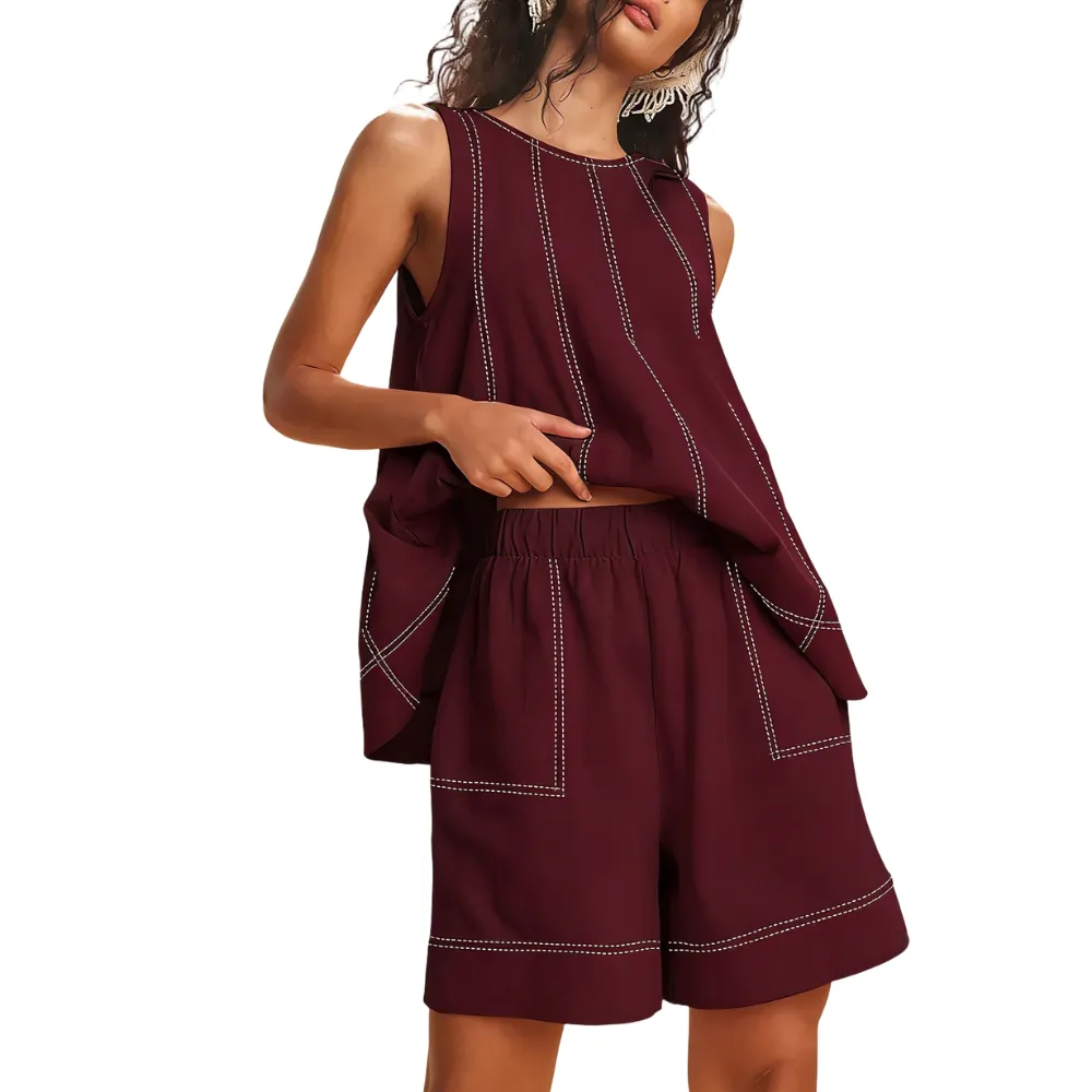 Women's 2 Piece Outfits Sleeveles Summer Matching Sets
